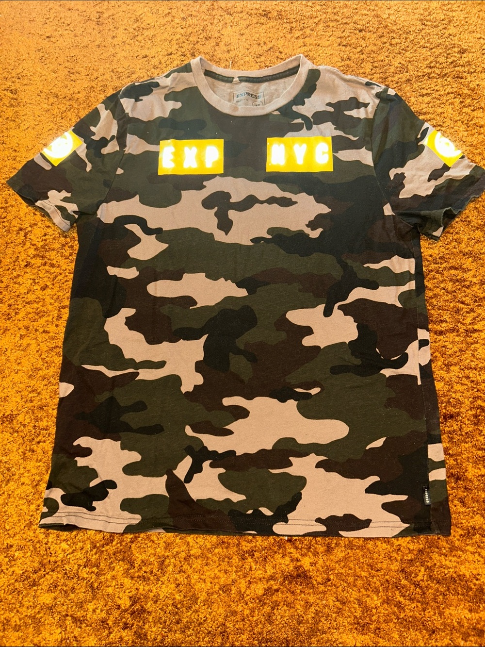 Express Camouflage Short Sleeve Tee - Brown and Black